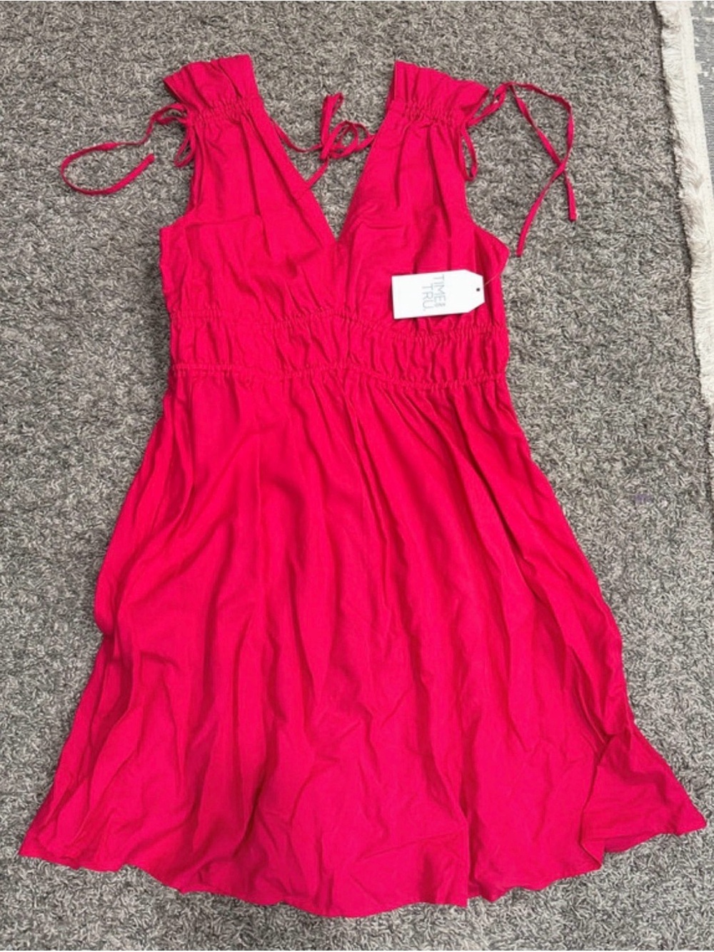 Time and Tru Hot Pink Tie-Shoulder Casual Sundress